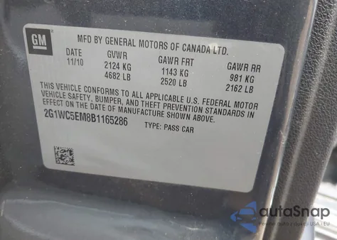 2011 Chevrolet Impala Ltz из США, поврежденный, VIN 2G1WC5EM8B1165286